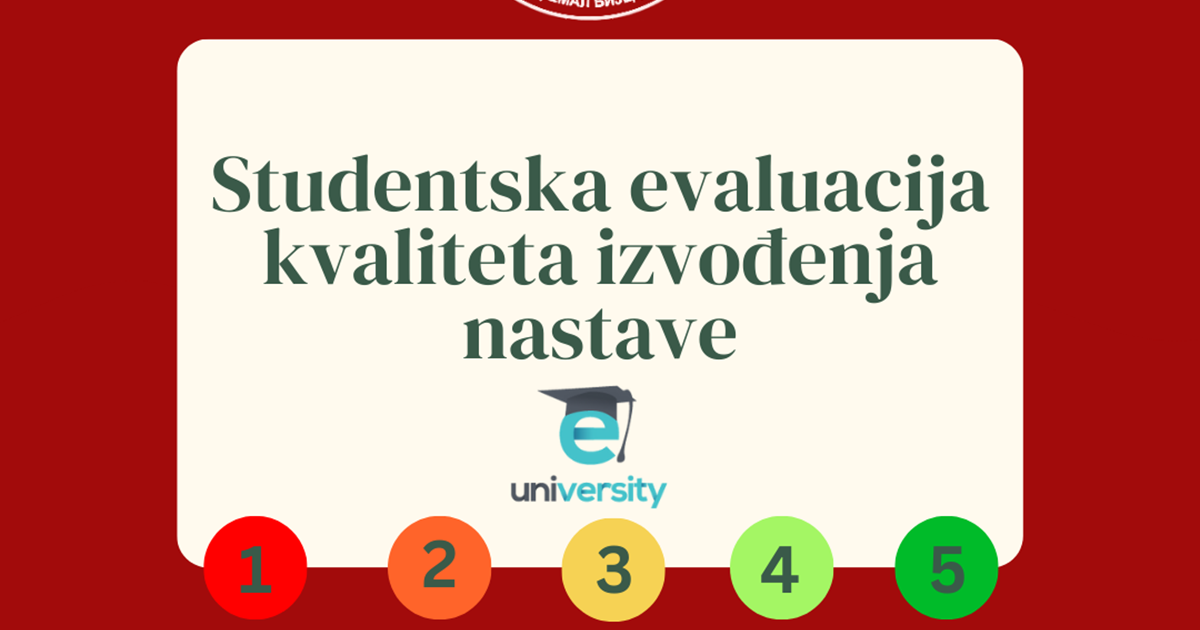 Najava provođenja studentske evaluacije kvaliteta izvođenja nastave u ljetnom semestru akademske 2024/2025. godine
