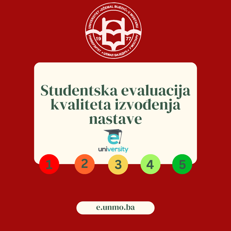 Najava provođenja studentske evaluacije kvaliteta izvođenja nastave u ljetnom semestru akademske 2023/2024. godine